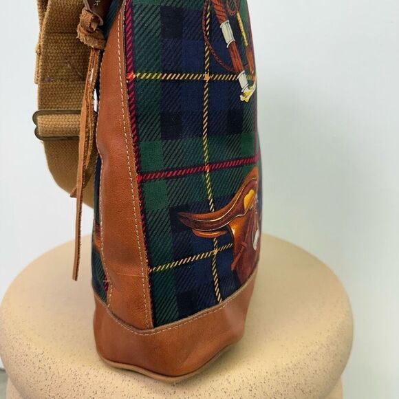 Accessories Unlimited Maine Vintage Plaid Equestrian Printed Canvas Leather Trim - Picture 9 of 16